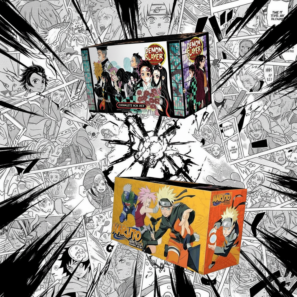 “Premium Naruto Manga Box Set (Vol. 1–72) + Premium Demon Slayer Manga Box Set (Vol. 1–23) – Complete Bundle”