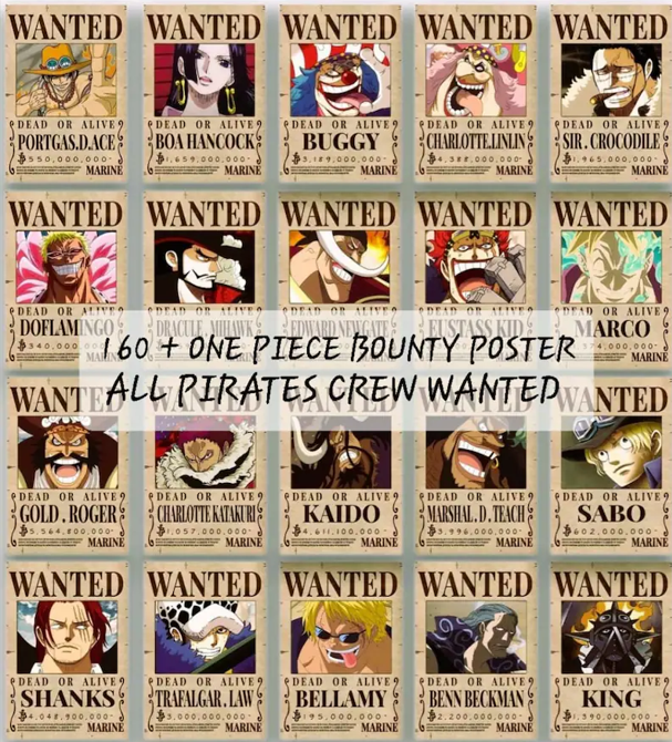 One Piece Bounty Wanted Posters 160+ in High-quality print design